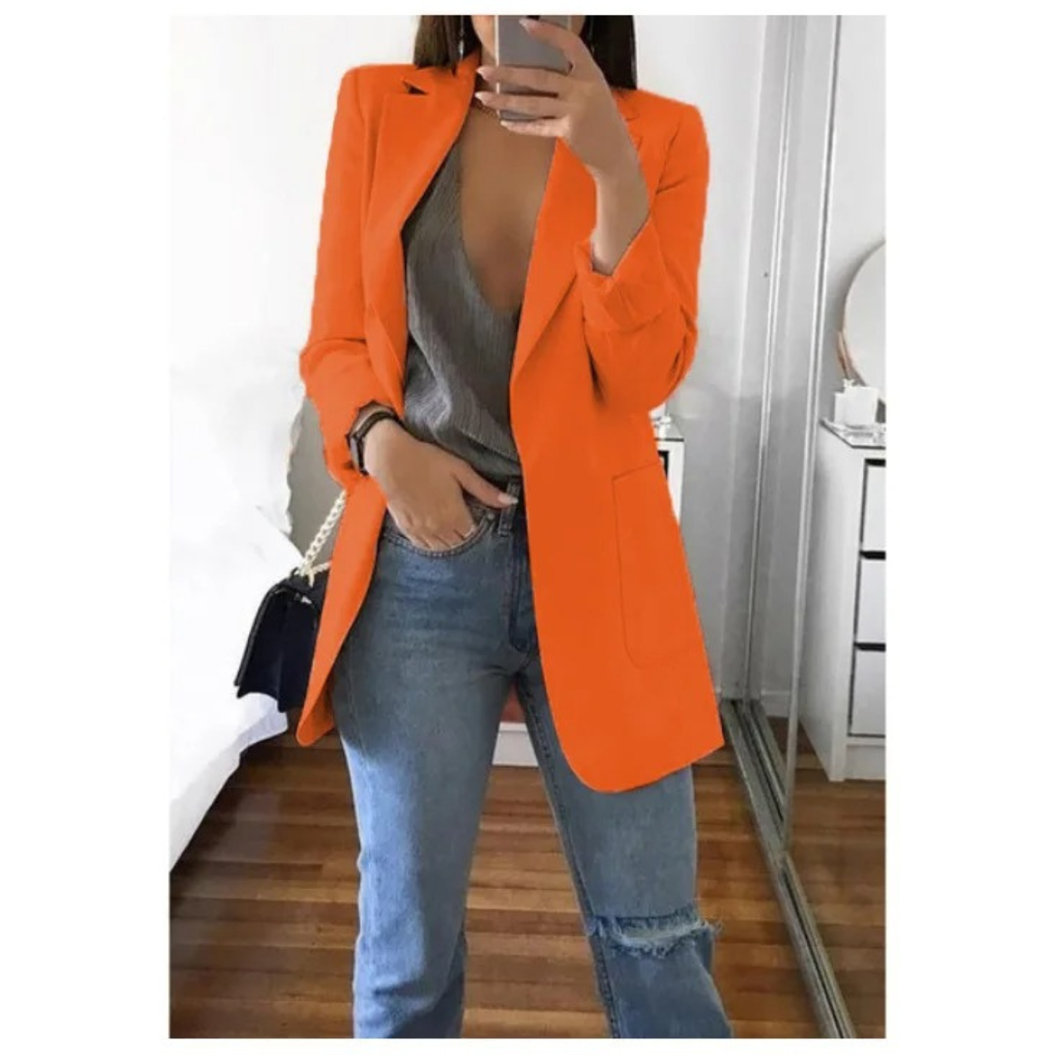 Bedruckter Damenblazer mit zweireihigem Schnitt - Perfekt für Business-Looks