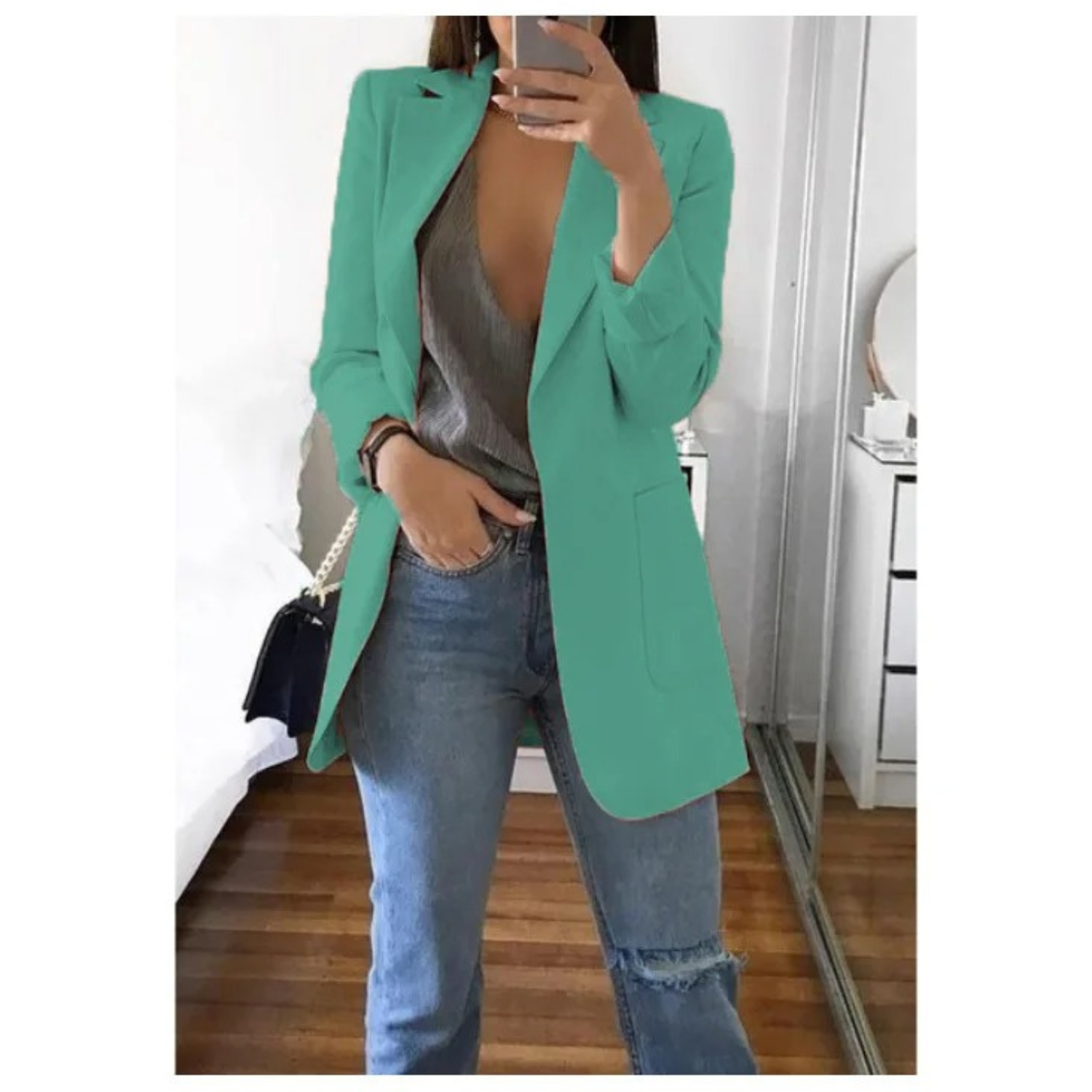Bedruckter Damenblazer mit zweireihigem Schnitt - Perfekt für Business-Looks