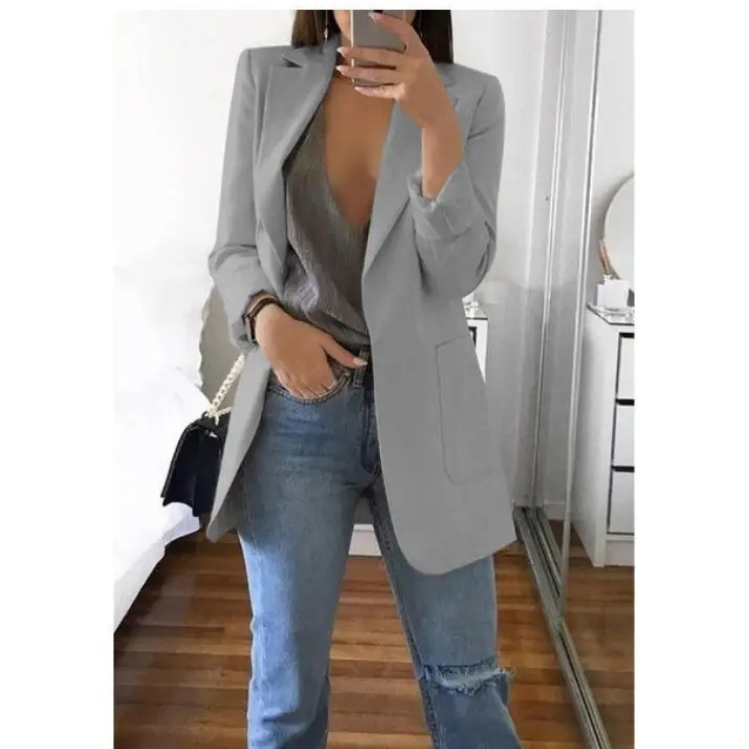 Bedruckter Damenblazer mit zweireihigem Schnitt - Perfekt für Business-Looks