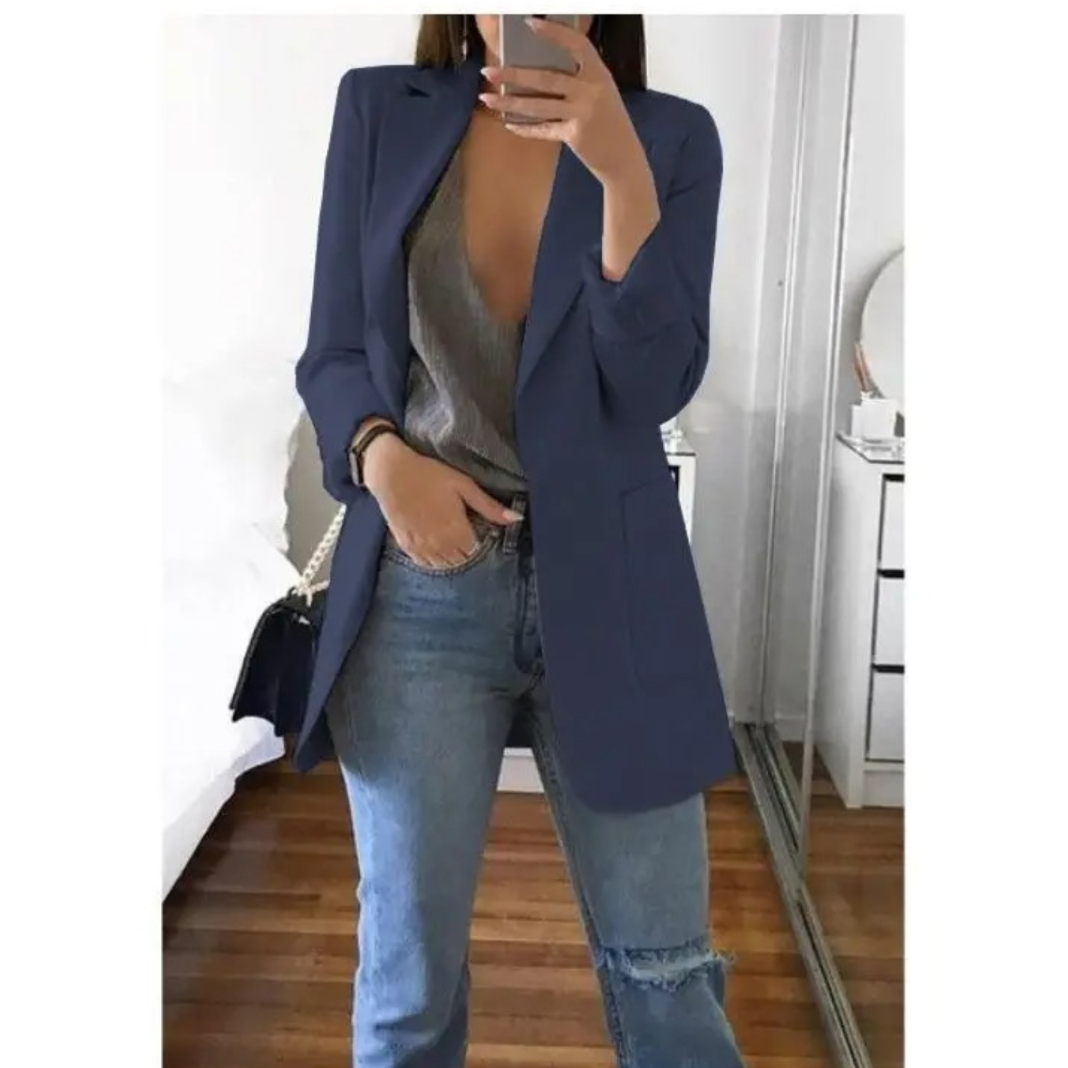 Bedruckter Damenblazer mit zweireihigem Schnitt - Perfekt für Business-Looks