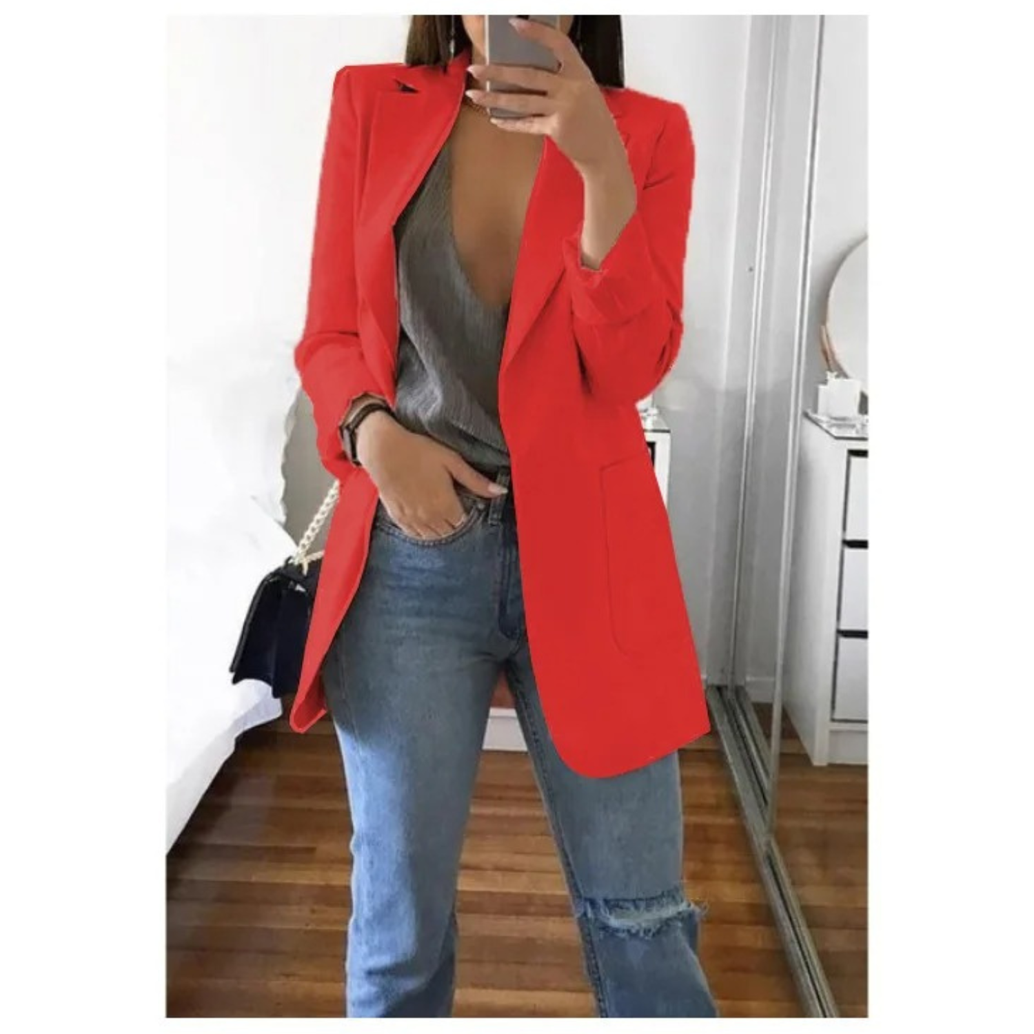 Bedruckter Damenblazer mit zweireihigem Schnitt - Perfekt für Business-Looks