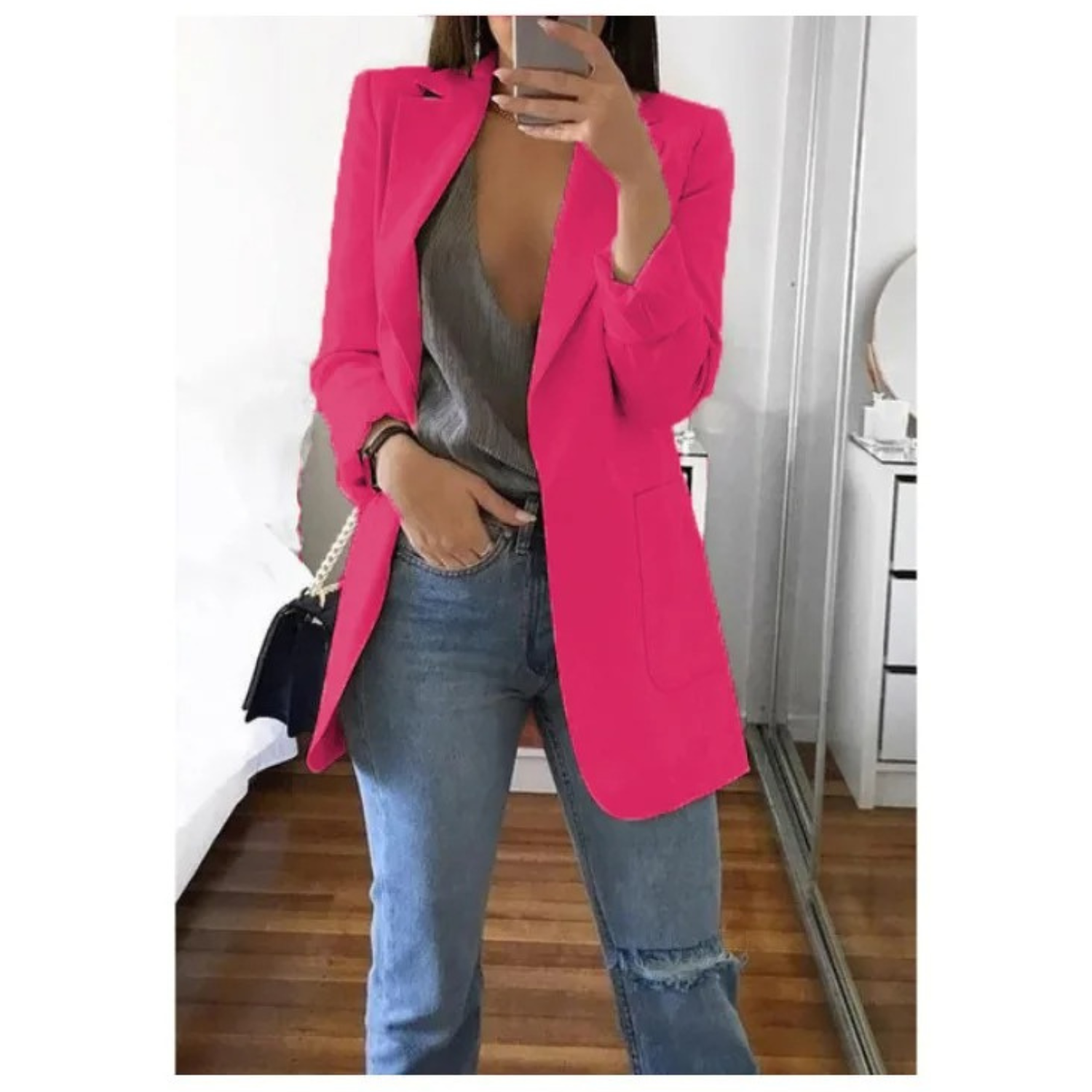 Bedruckter Damenblazer mit zweireihigem Schnitt - Perfekt für Business-Looks