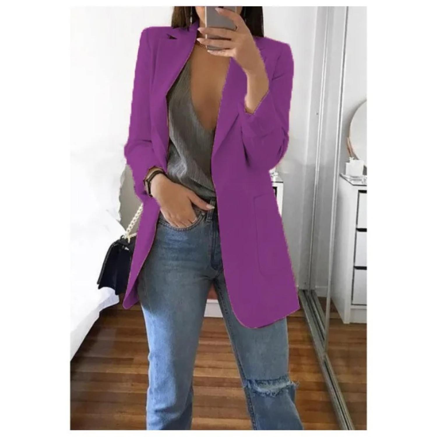 Bedruckter Damenblazer mit zweireihigem Schnitt - Perfekt für Business-Looks